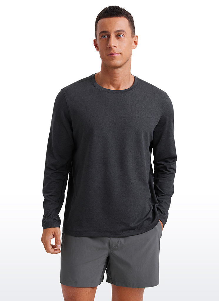 CRZ YOGA Men's Casual Classic Fit Crewneck Sweatshirts Long Sleeves Platinum Grey