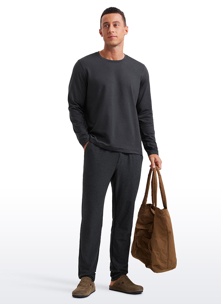 CRZ YOGA Men's Casual Classic Fit Crewneck Sweatshirts Long Sleeves Platinum Grey