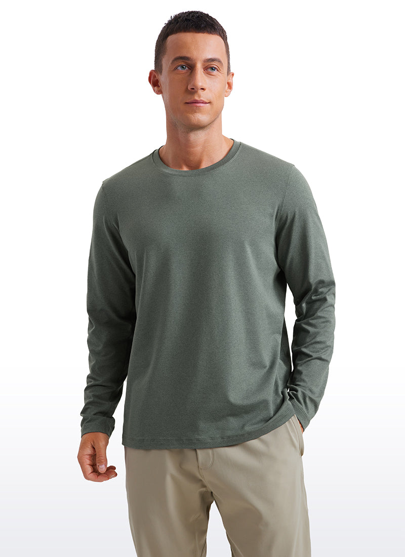 CRZ YOGA Men's Casual Classic Fit Crewneck Sweatshirts Long Sleeves Ink Gray