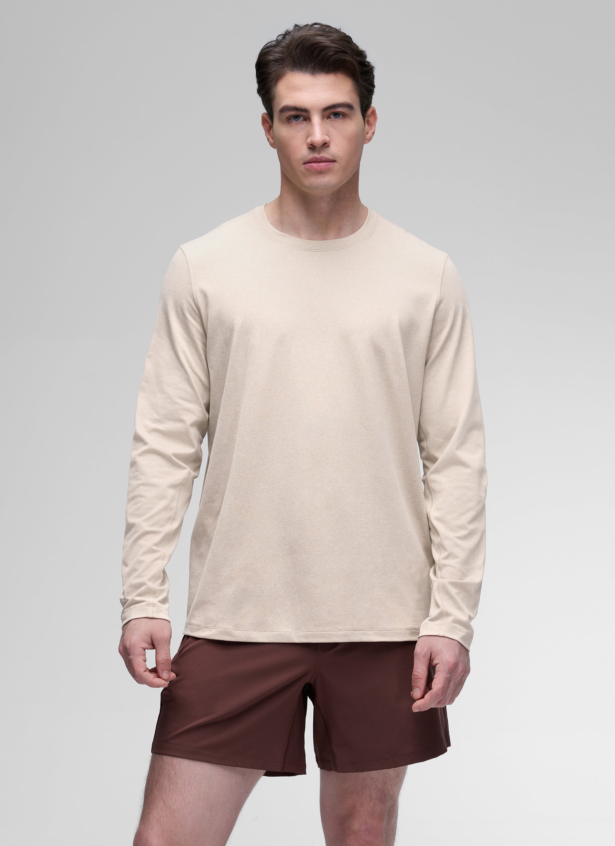 CRZ YOGA Men's Casual Classic Fit Crewneck Sweatshirts Long Sleeves Ink Gray