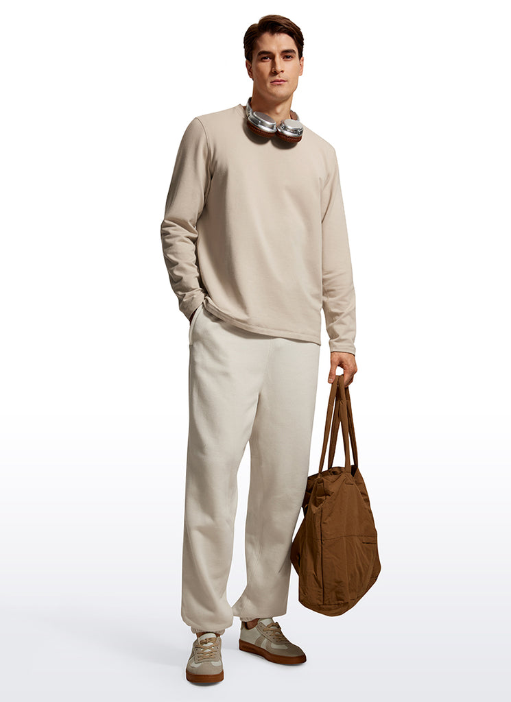 CRZ YOGA Men's Casual Classic Fit Pullover Sweatshirts Long Sleeves Mojave Tan