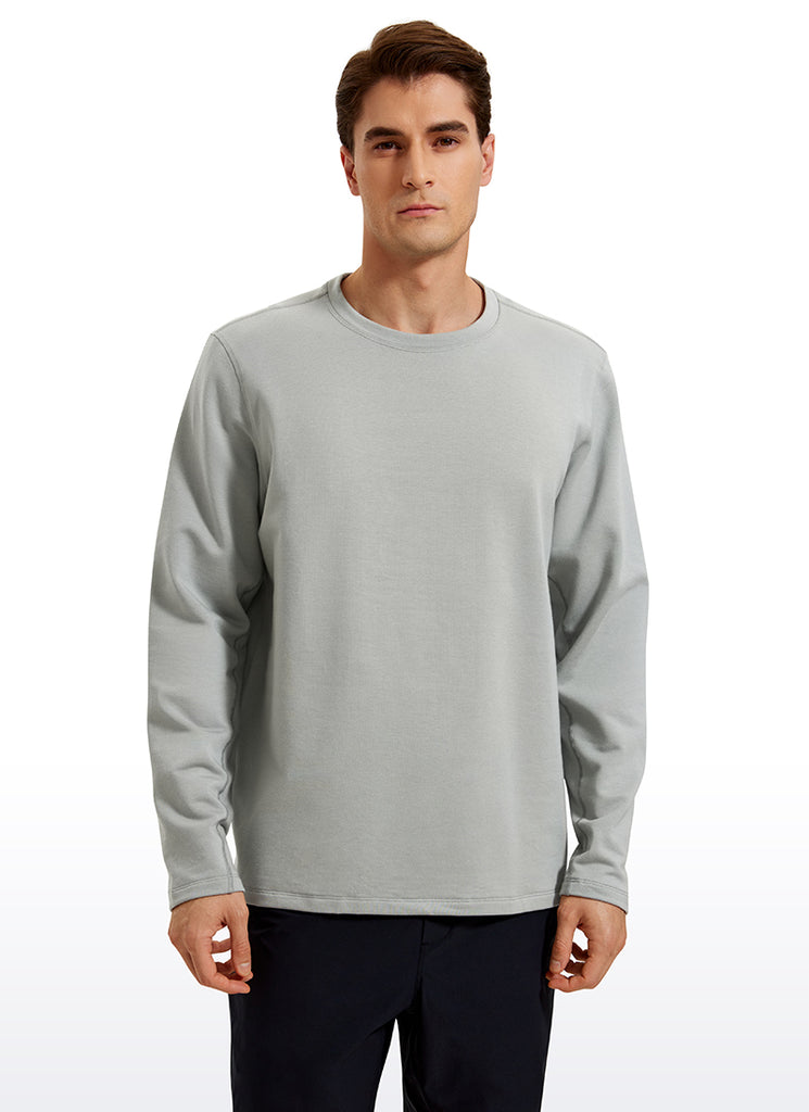 CRZ YOGA Men's Casual Classic Fit Pullover Sweatshirts Long Sleeves Milky White