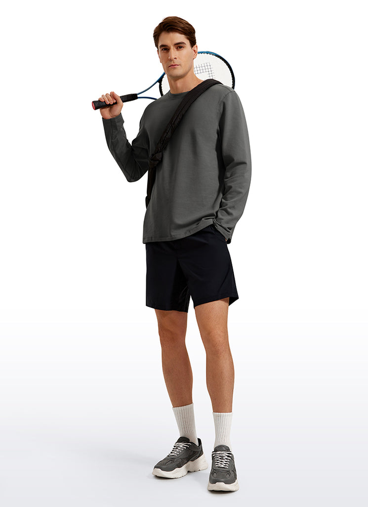 CRZ YOGA Men's Casual Classic Fit Pullover Sweatshirts Long Sleeves True Navy