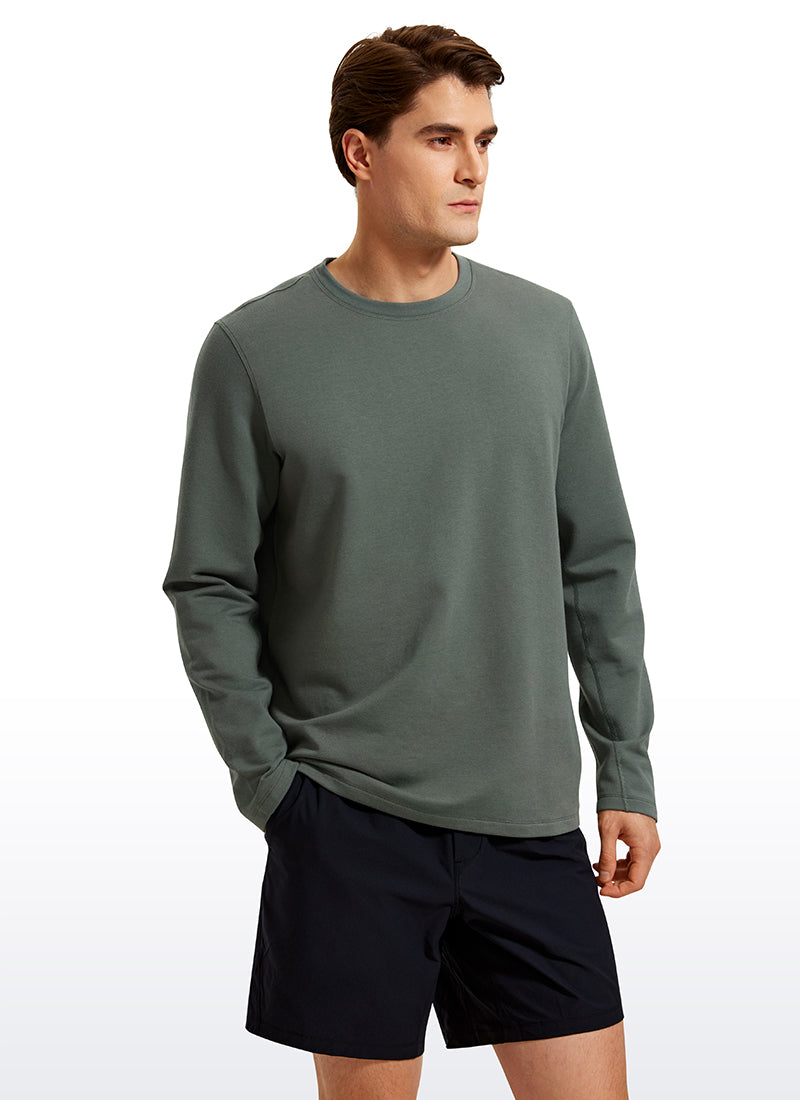 CRZ YOGA Men's Casual Classic Fit Pullover Sweatshirts Long Sleeves Grey Sage