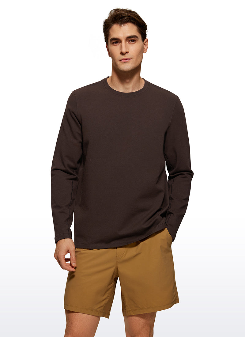 CRZ YOGA Men's Casual Classic Fit Pullover Sweatshirts Long Sleeves Hot Fudge Brown