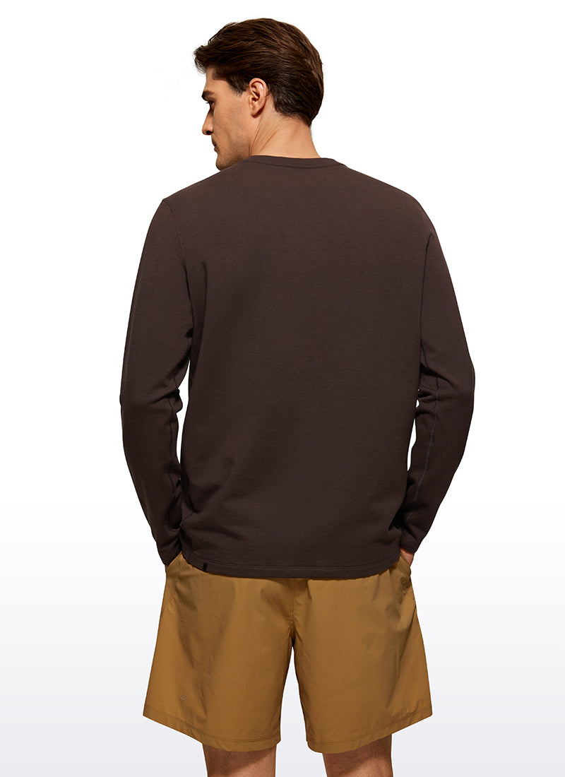 CRZ YOGA Men's Casual Classic Fit Pullover Sweatshirts Long Sleeves Hot Fudge Brown