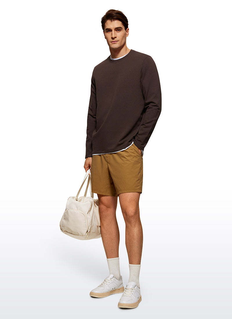 CRZ YOGA Men's Casual Classic Fit Pullover Sweatshirts Long Sleeves Hot Fudge Brown