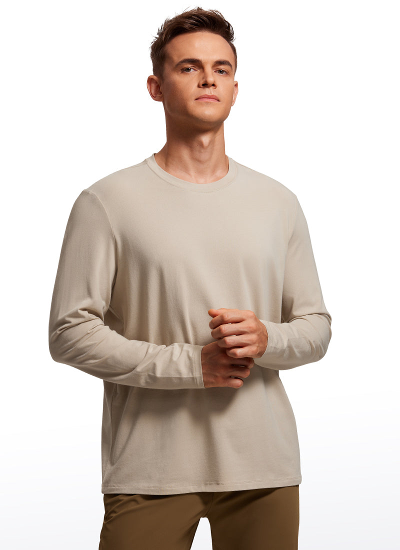 CRZ YOGA Men's Pima Cotton PRO  Basic Casual Long Sleeve Crew Neck Mysterious Grey
