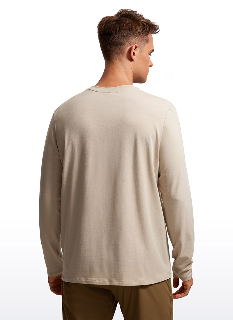 CRZ YOGA Men's Pima Cotton PRO  Basic Casual Long Sleeve Crew Neck White