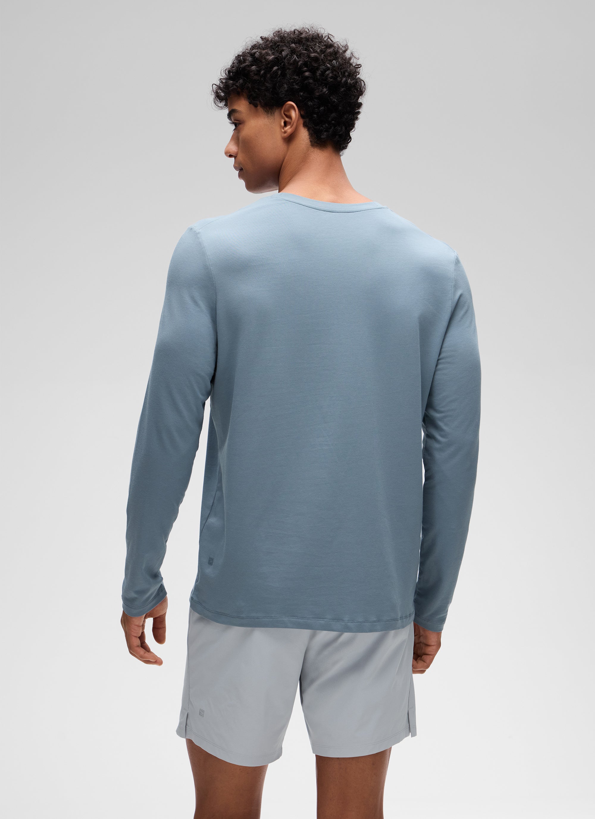 CRZ YOGA Men's Pima Cotton PRO  Basic Casual Long Sleeve Crew Neck White