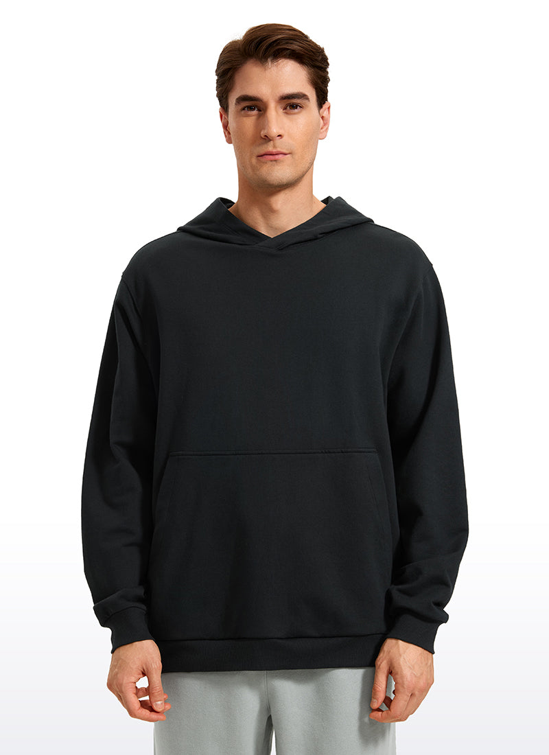 CRZ YOGA Mens Fleece Hoodies Pullover Workout Sweatshirts with Pocket Black