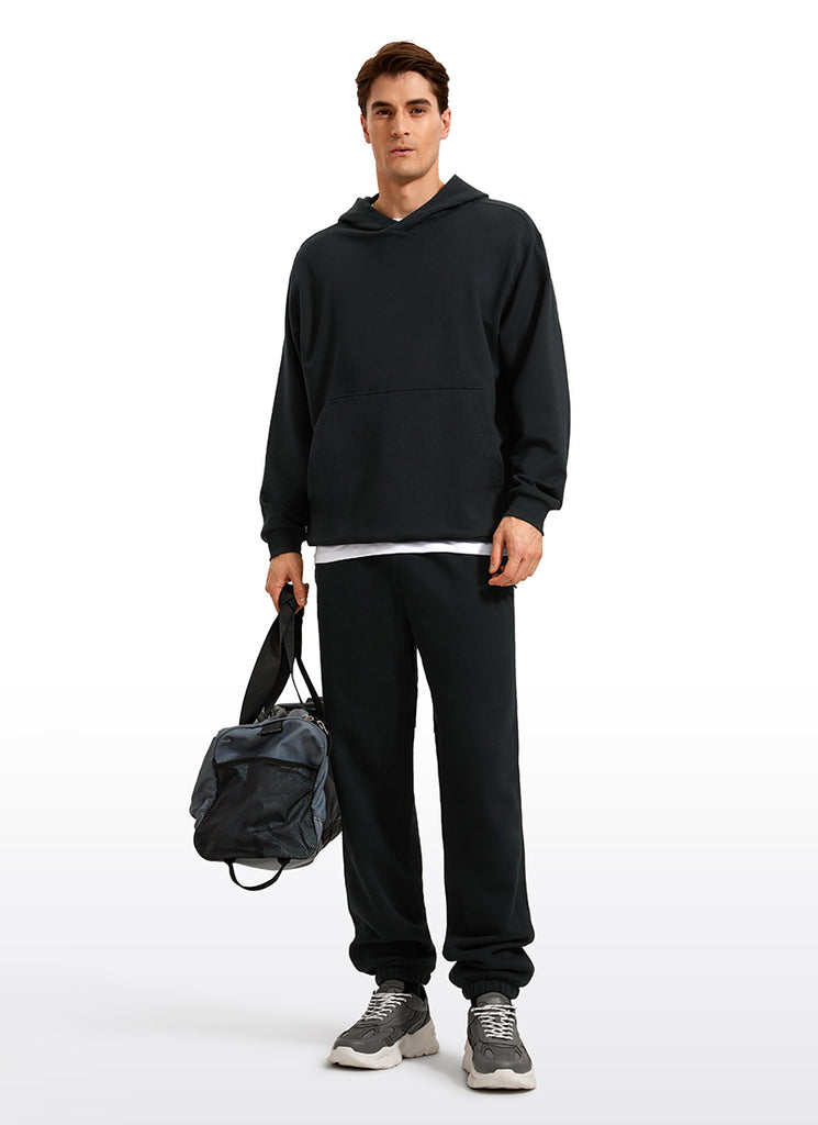 CRZ YOGA Mens Fleece Hoodies Pullover Workout Sweatshirts with Pocket Black