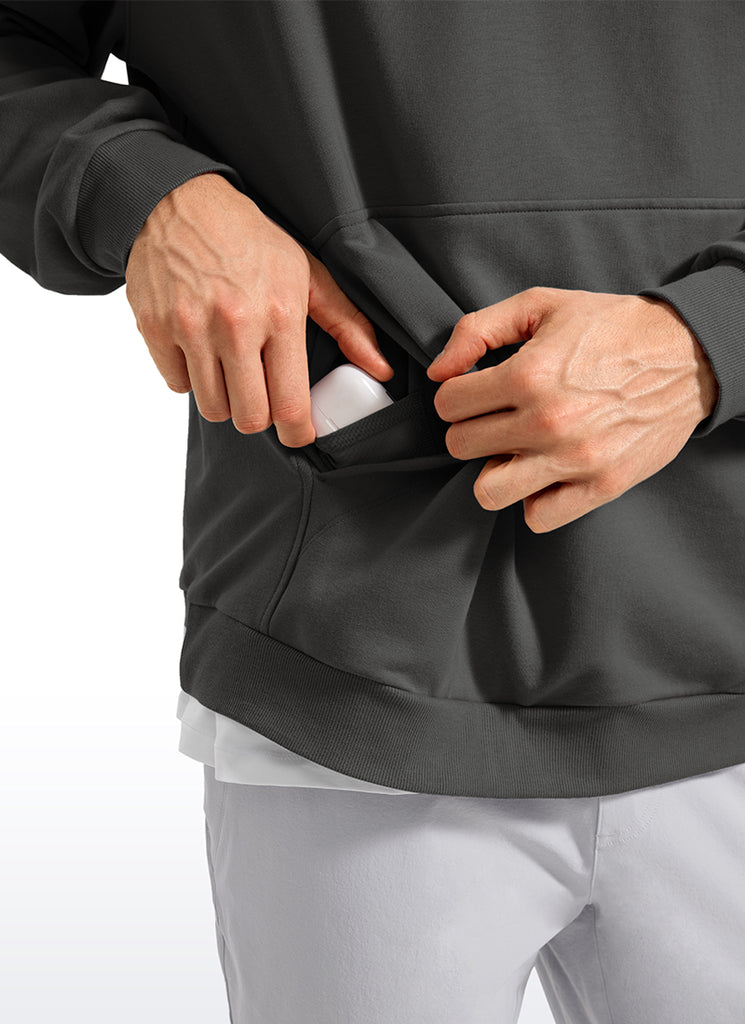 CRZ YOGA Mens Fleece Hoodies Pullover Workout Sweatshirts with Pocket Anthracite