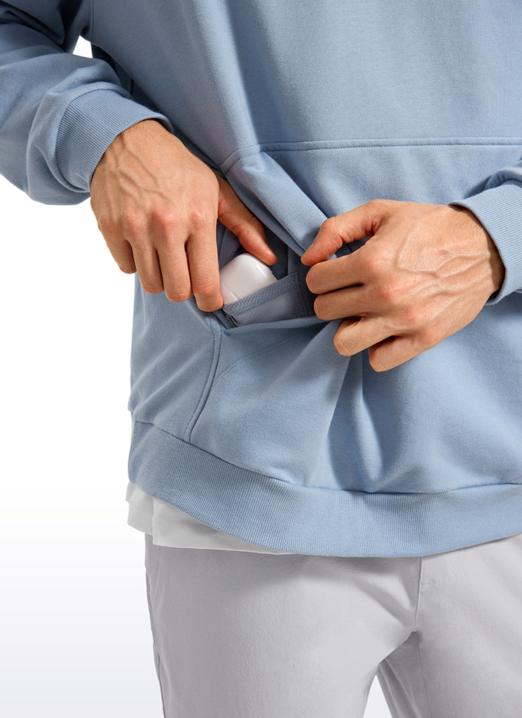 CRZ YOGA Mens Fleece Hoodies Pullover Workout Sweatshirts with Pocket Cambric Blue