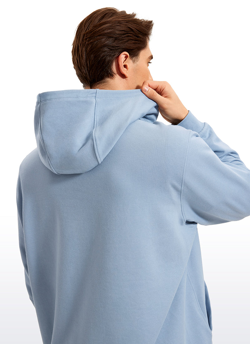 CRZ YOGA Mens Fleece Hoodies Pullover Workout Sweatshirts with Pocket Cambric Blue