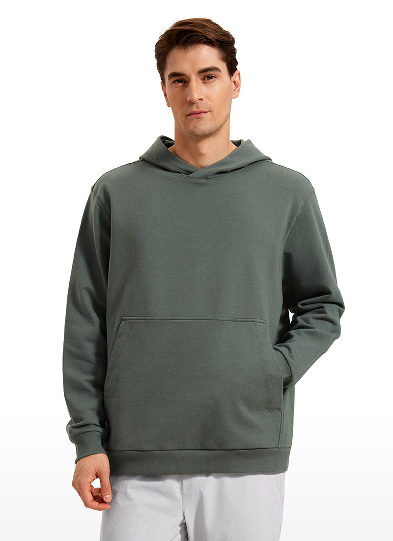 CRZ YOGA Mens Fleece Hoodies Pullover Workout Sweatshirts with Pocket Grey Sage