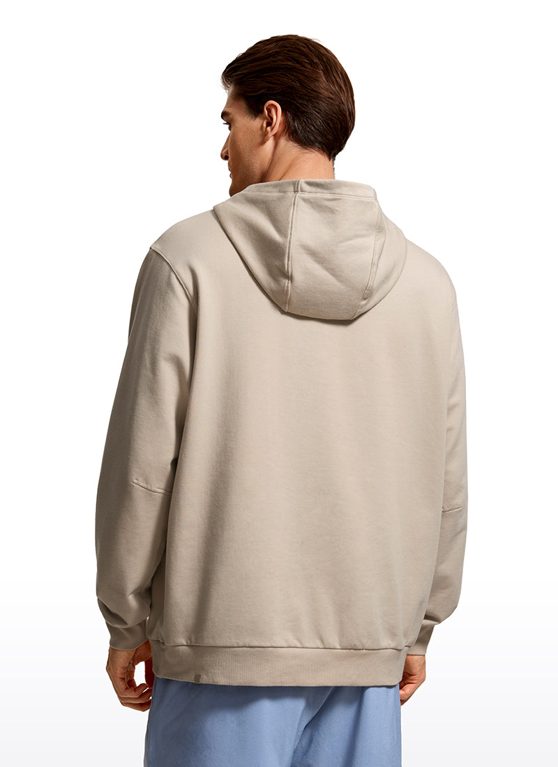 CRZ YOGA Mens Fleece Hoodies Pullover Workout Sweatshirts with Pocket Mojave Tan