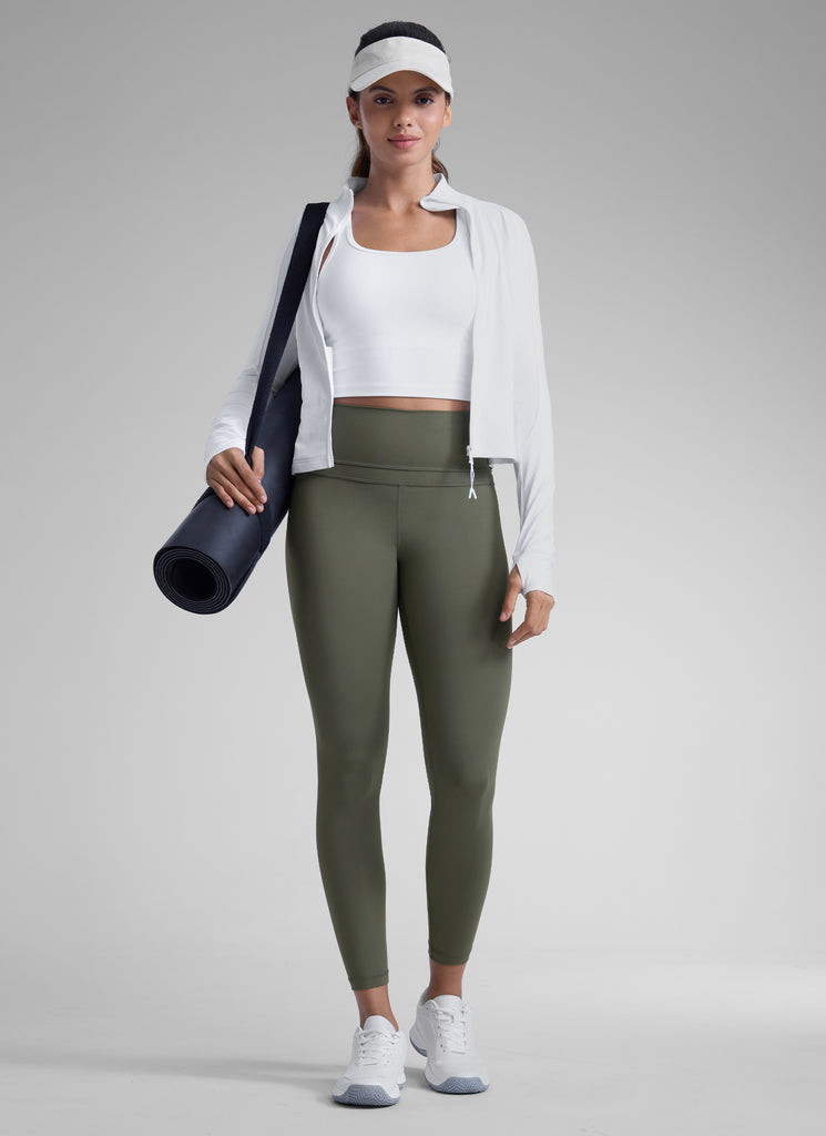 CRZ YOGA Women's Yoga Train High Rise Nakedfeel Leggings 25" 7/8 Pants Light Army Green