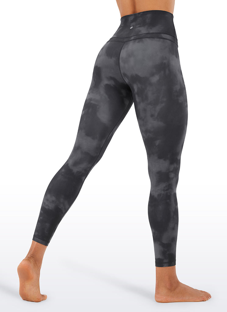CRZ YOGA Women's Yoga Train High Rise Nakedfeel Leggings 25" 7/8 Pants Grey Tie Dye Flowers