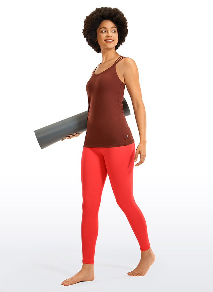 CRZ YOGA Women's Yoga Train High Rise Nakedfeel Leggings 25" 7/8 Pants Dark Red