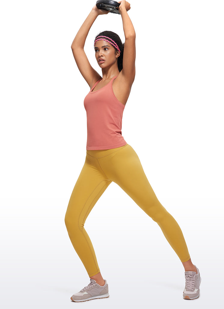 CRZ YOGA Women's Yoga Slim Fit Tops Seamless Workout Tank Scroop Neck Briar Rose