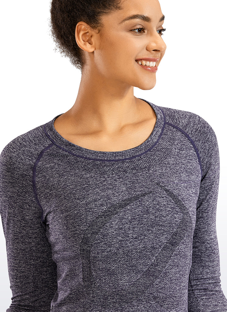 CRZ YOGA Women's Train Slim Fit Shirts Speedy Seamless Long Sleeves Stelindigo