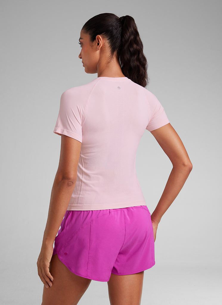 CRZ YOGA Women's Training Classic Fit Shirts Seamless Short Sleeves Cascadia Green