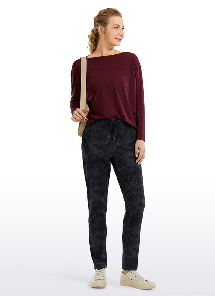 CRZ YOGA Women's Travel Slim Fit Stretch Drawstring 7/8 Pants 27'' Tie Dye Smoke Ink