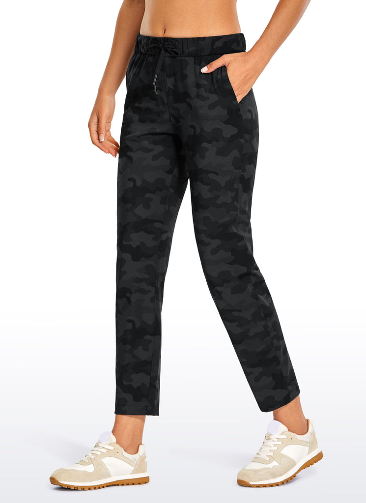 CRZ YOGA Women's Travel Slim Fit Stretch Drawstring 7/8 Pants 27'' Tie Dye Smoke Ink