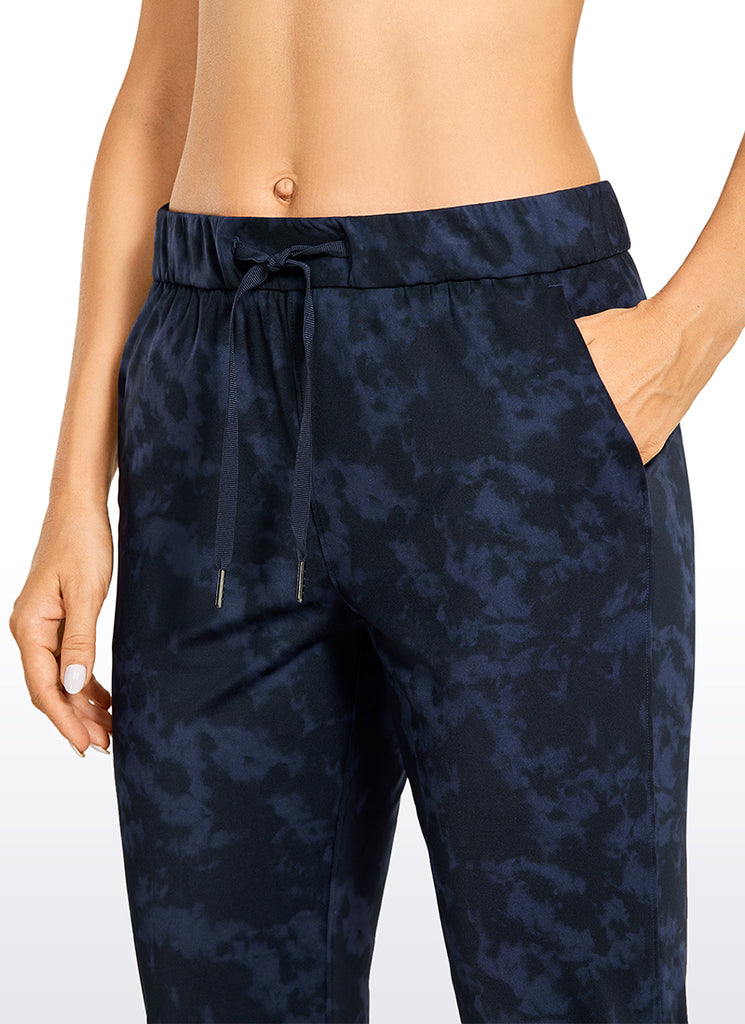 CRZ YOGA Women's Travel Slim Fit Stretch Drawstring 7/8 Pants 27'' To Dye Blue