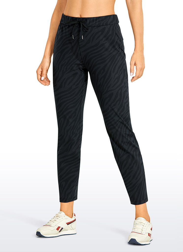 CRZ YOGA Women's Travel Slim Fit Stretch Drawstring 7/8 Pants 27'' To Dye Blue