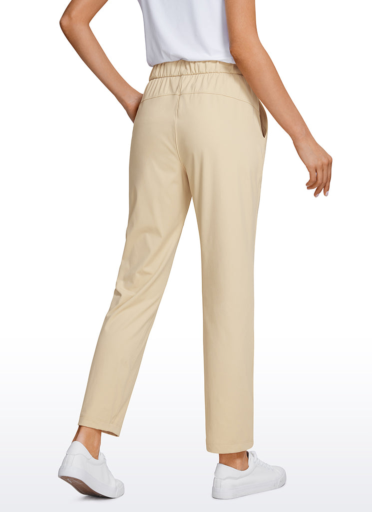CRZ YOGA Women's Travel Slim Fit Stretch Drawstring 7/8 Pants 27'' Tan Milkshake