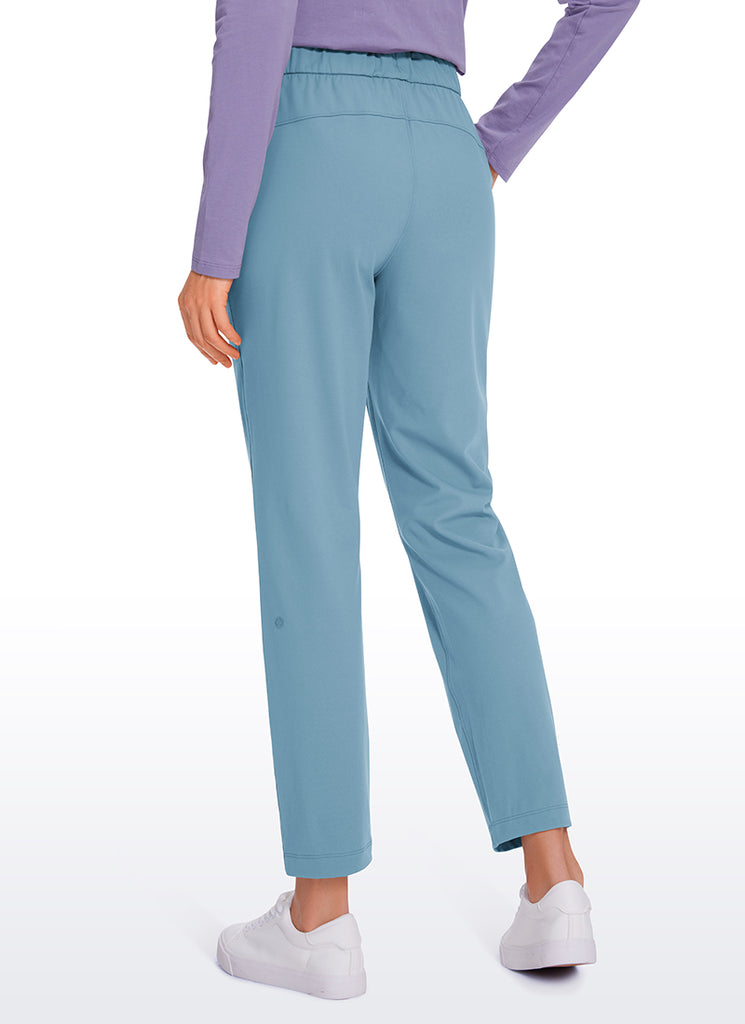 CRZ YOGA Women's Travel Slim Fit Stretch Drawstring 7/8 Pants 27'' Tan Milkshake