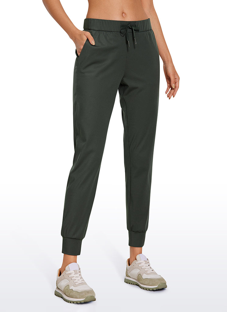 CRZ YOGA Women's Travel Slim Fit Stretch Drawstring Jogger 27'' Grey Olive