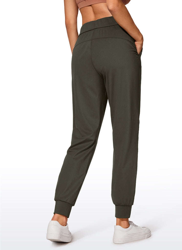 CRZ YOGA Women's Travel Slim Fit Stretch Drawstring Jogger 27'' Olive Green