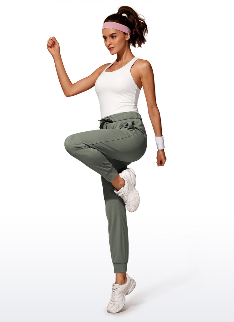 CRZ YOGA Women's Travel Slim Fit Stretch Drawstring Jogger 27'' Lunar Rock