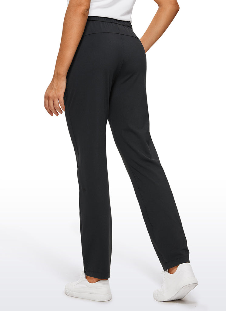 CRZ YOGA Women's Travel Slim Fit Stretch Drawstring Long Pants 31'' Melanite