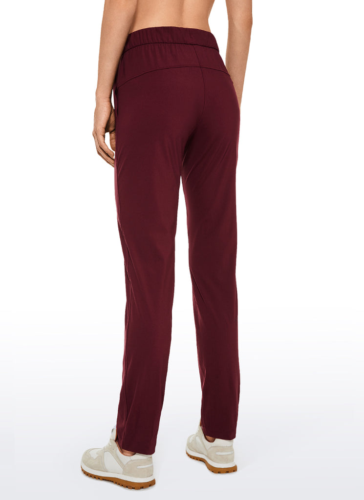CRZ YOGA Women's Travel Slim Fit Stretch Drawstring Long Pants 31'' Dark Russet