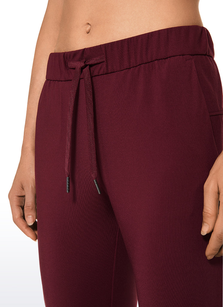 CRZ YOGA Women's Travel Slim Fit Stretch Drawstring Long Pants 31'' Dark Russet