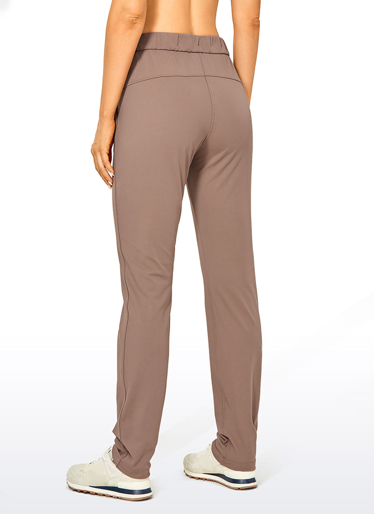 CRZ YOGA Women's Travel Slim Fit Stretch Drawstring Long Pants 31'' Noctilucence Red