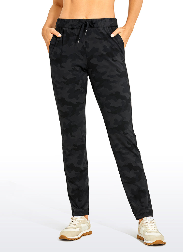 CRZ YOGA Women's Travel Slim Fit Stretch Drawstring Long Pants 31'' Noctilucence Red