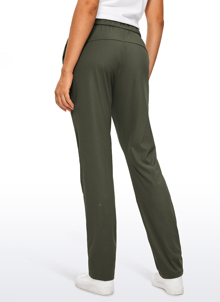 CRZ YOGA Women's Travel Slim Fit Stretch Drawstring Long Pants 31'' Black