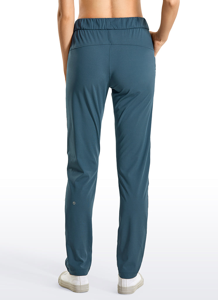 CRZ YOGA Women's Travel Slim Fit Stretch Drawstring Long Pants 31'' Slate Blue