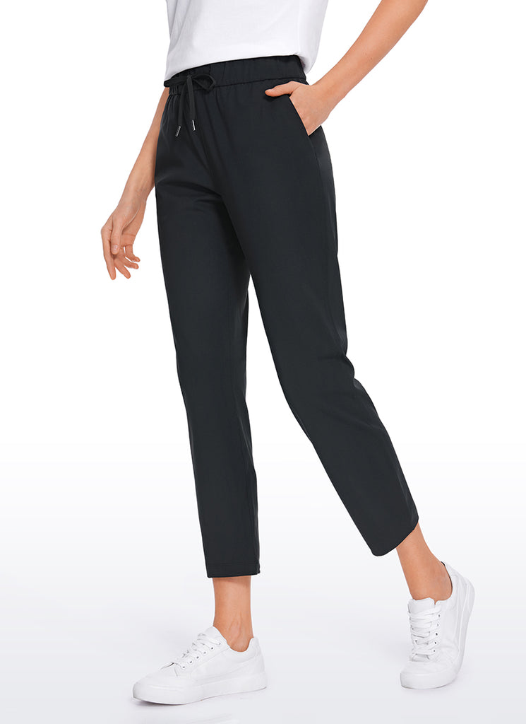 CRZ YOGA Women's Travel Slim Fit Stretch On the Travel Pants 25'' Black