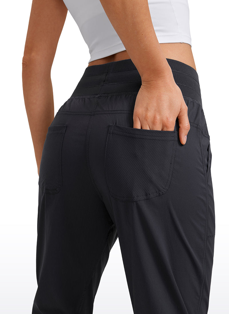 CRZ YOGA Women's Travel Slim Fit Striped Pants 27'' Cinched Leg Black