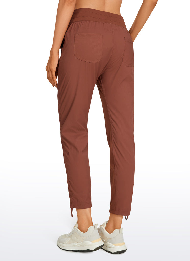 CRZ YOGA Women's Travel Slim Fit Striped Pants 27'' Cinched Leg Noctilucence Red