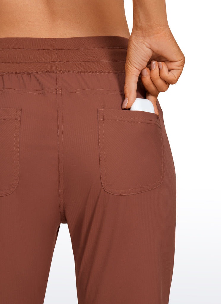 CRZ YOGA Women's Travel Slim Fit Striped Pants 27'' Cinched Leg Noctilucence Red