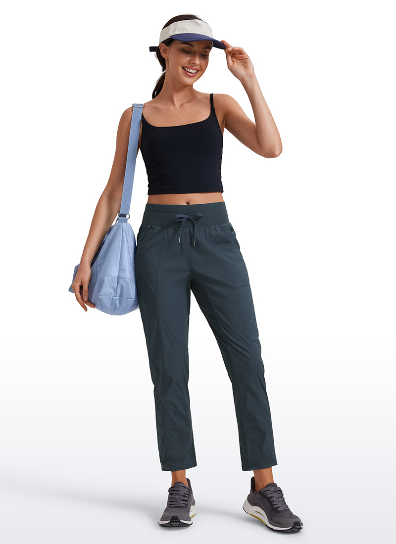 CRZ YOGA Women's Travel Slim Fit Striped Pants 27'' Cinched Leg Ink Gray