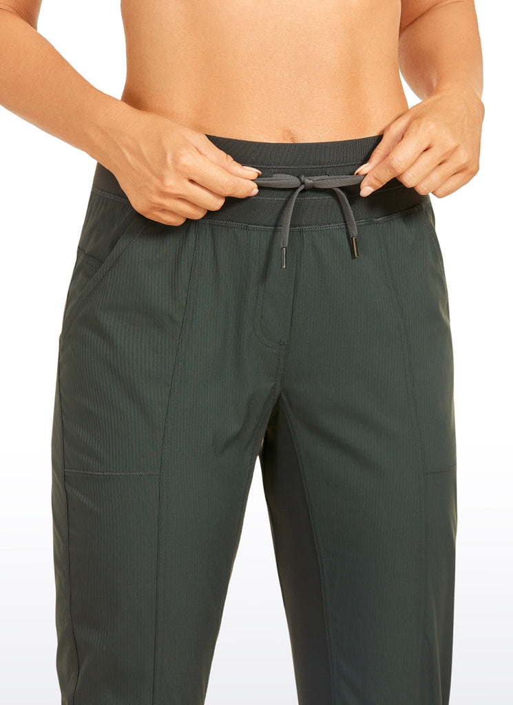 CRZ YOGA Women's Travel Slim Fit Striped Pants 27'' Cinched Leg Grey Olive