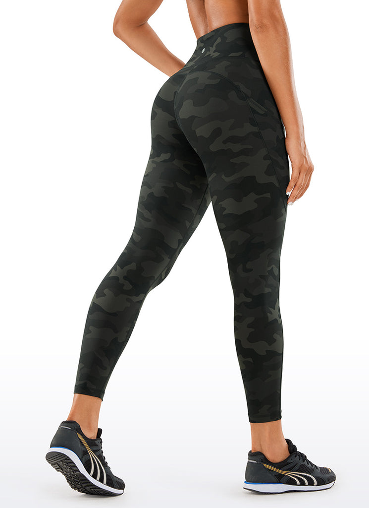 CRZ YOGA Women's Yoga Train High Rise Nakedfeel Pocket Leggings 25'' Olive Camouflage